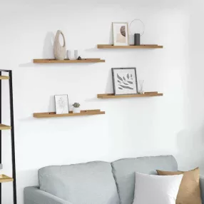   Falpolc polcokkal tárolóval 4 pcs Barna 60 x 9 x 3 cm Faanyag