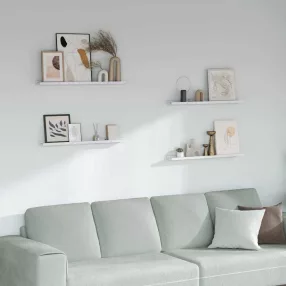   Falpolc polcokkal 4 pcs Fehér márvány 80 x 9 x 3 cm Faanyag