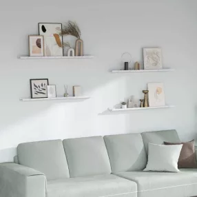   Falpolc polcokkal 4 pcs Fehér márvány 100 x 9 x 3 cm Faanyag