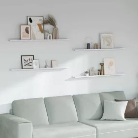   Falpolc polcokkal 4 pcs Fehér márvány 115 x 9 x 3 cm Faanyag