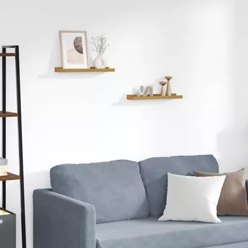 Falpolc polcokkal tárolóval 2 pcs Bézs 40 x 9 x 3 cm Faanyag