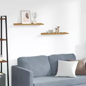   Falpolc polcokkal tárolóval 2 pcs Bézs 60 x 9 x 3 cm Faanyag