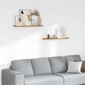   Falpolc polcokkal tárolóval 2 pcs Bézs 80 x 9 x 3 cm Faanyag