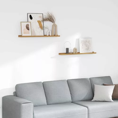 Falpolc polcokkal tárolóval 2 pcs Bézs 80 x 9 x 3 cm Faanyag