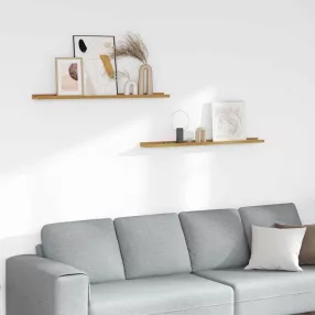   Falpolc polcokkal tárolóval 2 pcs Bézs 100 x 9 x 3 cm Faanyag