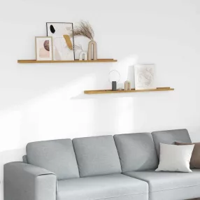   Falpolc polcokkal tárolóval 2 pcs Bézs 115 x 9 x 3 cm Faanyag