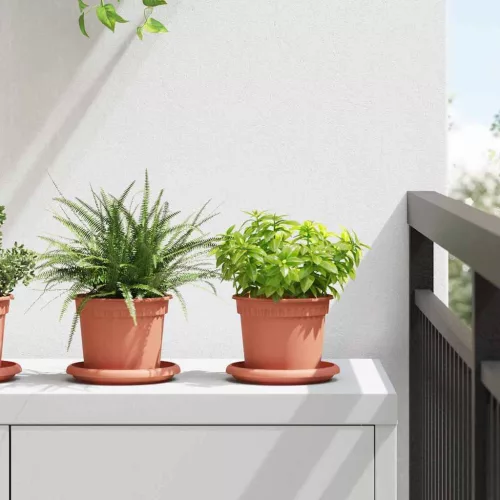 vidaXL Kerek Virágcserép 6 pcs Tégla Vörös Ø 12,5 x 10 cm Műanyag