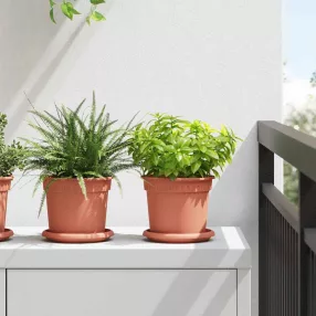   vidaXL Kerek Virágcserép 6 pcs Tégla Vörös Ø 15 x 12 cm Műanyag