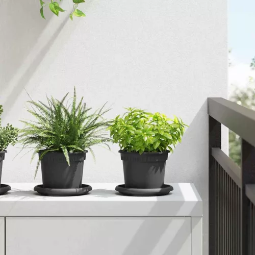 vidaXL Kerek Virágcserép 6 pcs Fekete Ø 12,5 x 10 cm Műanyag