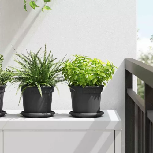 vidaXL Kerek Virágcserép 6 pcs Fekete Ø 15 x 12 cm Műanyag