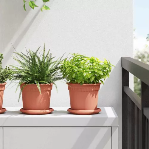 vidaXL Kerek Virágcserép 24 pcs Tégla Vörös Ø 15 x 12 cm Műanyag
