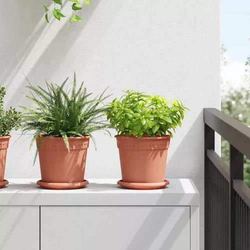vidaXL Kerek Virágcserép 24 pcs Tégla Vörös Ø 17 x 14 cm Műanyag