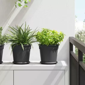   vidaXL Kerek Virágcserép 24 pcs Fekete Ø 19 x 16 cm Műanyag