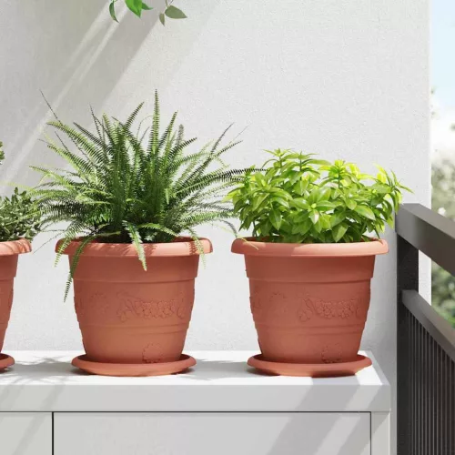 vidaXL Kerek Virágcserép 6 pcs Tégla Vörös Ø 26 x 21,5 cm Műanyag