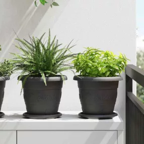   vidaXL Kerek Virágcserép 24 pcs Fekete Ø 26 x 21,5 cm Műanyag