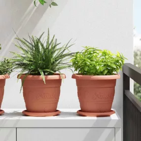   vidaXL Kerek Virág Tálca 6 pcs Tégla Vörös Ø 17,5 x 2 cm Műanyag