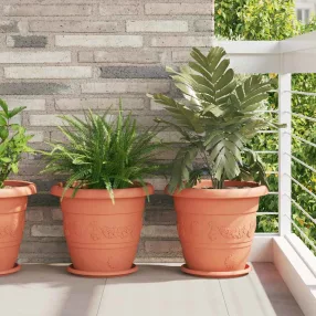   vidaXL Kerek Virág Tálca 6 pcs Tégla Vörös Ø 27 x 2,5 cm Műanyag