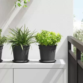   vidaXL Kerek Virág Tálca 24 pcs Fekete Ø 15,5 x 2 cm Műanyag