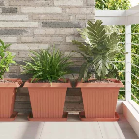   vidaXL Négyzet Virágcserép 6 pcs Tégla Vörös 38 x 38 x 30 cm Műanyag