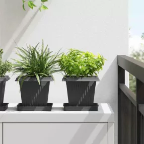   vidaXL Négyzet Virágcserép 24 pcs Fekete 16 x 16 x 14 cm Műanyag