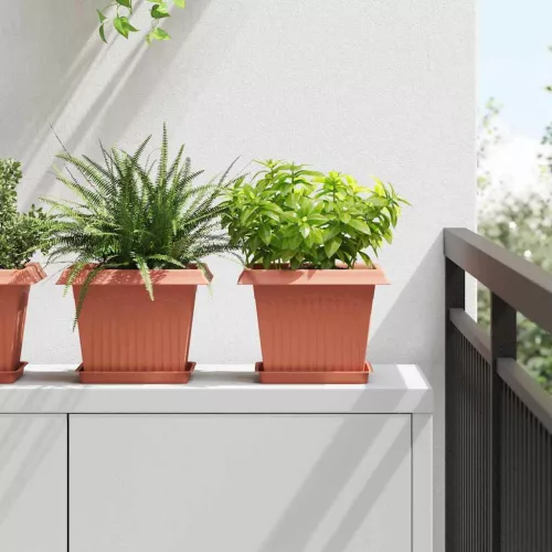 vidaXL Négyzetes Virágtálca 6 pcs Tégla Vörös 18 x 18 x 2 cm Műanyag