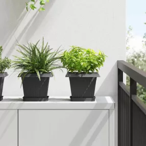   vidaXL Négyzetes Virágtálca 6 pcs Fekete 15 x 15 x 2 cm Műanyag