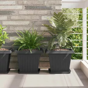   vidaXL Négyzetes Virágtálca 6 pcs Fekete 25,5 x 25,5 x 2,5 cm Műanyag