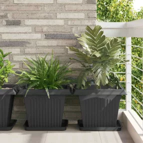   vidaXL Négyzetes Virágtálca 6 pcs Fekete 36 x 36 x 2.5 cm Műanyag