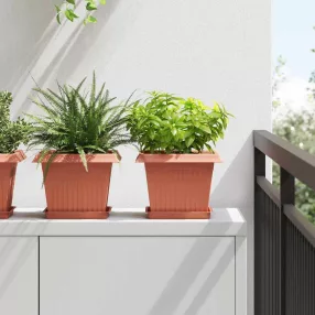   vidaXL Négyzetes Virágtálca 24 pcs Tégla Vörös 18 x 18 x 2 cm Műanyag
