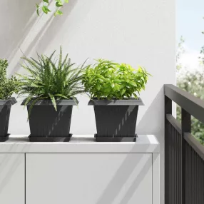   vidaXL Négyzetes Virágtálca 24 pcs Fekete 18 x 18 x 2 cm Műanyag