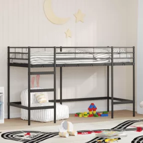 Gyerekek Loft Ágykerete Fekete 90 x 190 cm