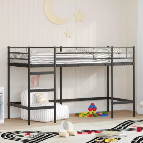 Gyerekek Loft Ágykerete Fekete 90 x 190 cm