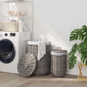 vidaXL Fedeles mosókosár 2 pcs Kubu Szürke Kubu rattán