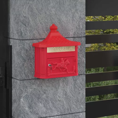 Fali Postafiók Piros 40.5 x 15.5 x 44 cm Öntött alumínium