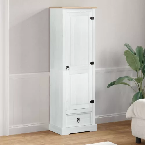 vidaXL Szekrények fiókkal ajtóval Fehér 55 x 38 x 170 cm Tömör fenyőfa