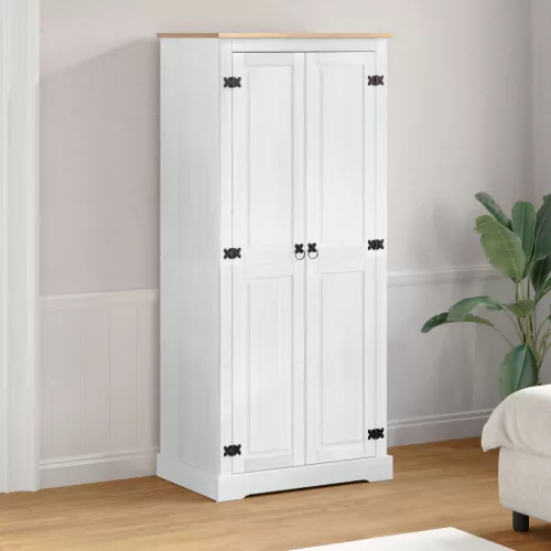 vidaXL Szekrények polcokkal Fehér 76 x 50 x 170 cm Tömör fenyőfa