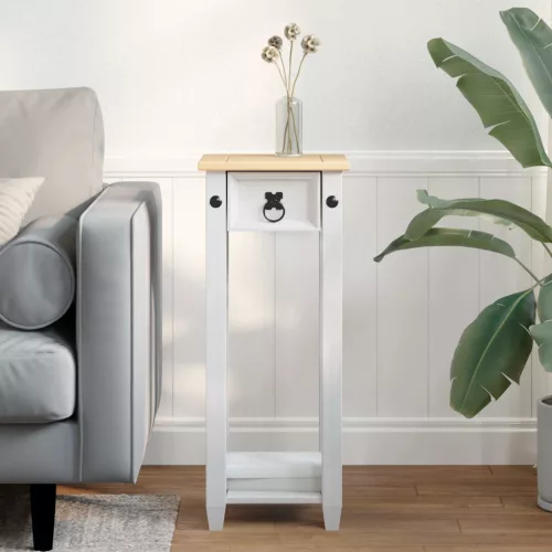 vidaXL Növényállvány Fehér 30 x 30 x 73 cm Tömör fenyőfa