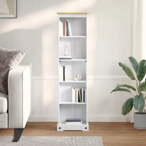 vidaXL Könyvszekrény Fehér 46 x 20 x 170 cm Tömör fenyőfa
