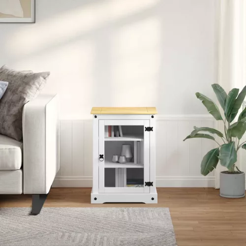vidaXL HiFi szekrény Fehér 60 x 50 x 82 cm Tömör fenyőfa