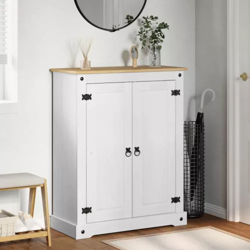 vidaXL Cipőszekrény polcokkal Fehér 86 x 38,5 x 108 cm Tömör fenyőfa