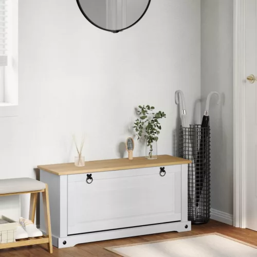vidaXL Cipőszekrény Corona Fehér 99 x 32 x 49 cm Tömör fenyőfa
