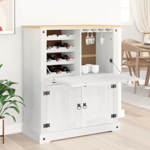 vidaXL Bortároló szekrény Fehér 97 x 45 x 114 cm Tömör fenyőfa