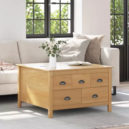 vidaXL Dohányzóasztal HILL Méz barna 79.5 x 79.5 x 49 cm Tömör fenyőfa