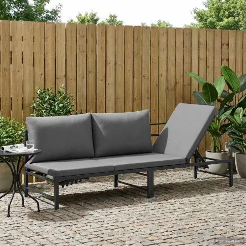 vidaXL 3-Fős Napozóágy Fekete 200 x 62 x 59,5 cm Textilén