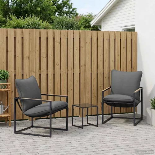 vidaXL Kerti Kanapé Szett 3 pcs Fekete és Antracit Acél