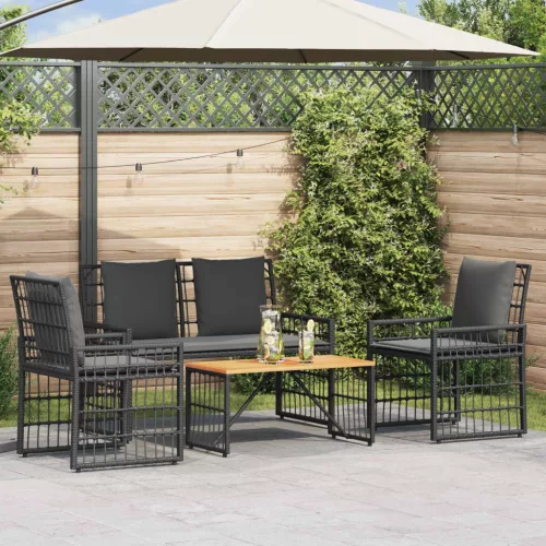 vidaXL Kültéri Bútor Szett 4 pcs Fekete és Sötétszürke