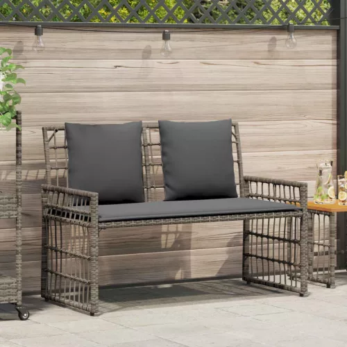 Kerti pad 2 -Seater 116 x 55 x 82 cm Acél és poli rattan