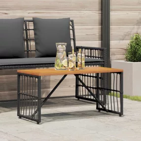   Kültéri Asztal Fekete 80 x 40 x 40 cm Acél és poli rattan