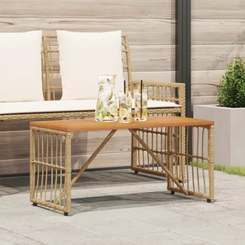 Kültéri Asztal Természetes 80 x 40 x 40 cm Acél és poli rattan