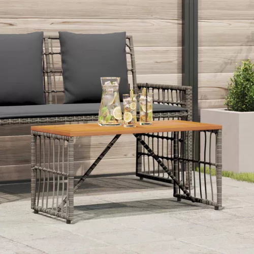 vidaXL Kültéri Asztal Szürke 80 x 40 x 40 cm Acél és poli rattan